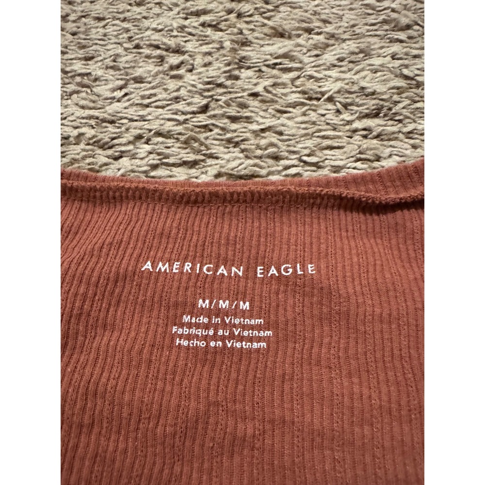 American Eagle Ribbed Button Front Cropped Top Y2… - image 3